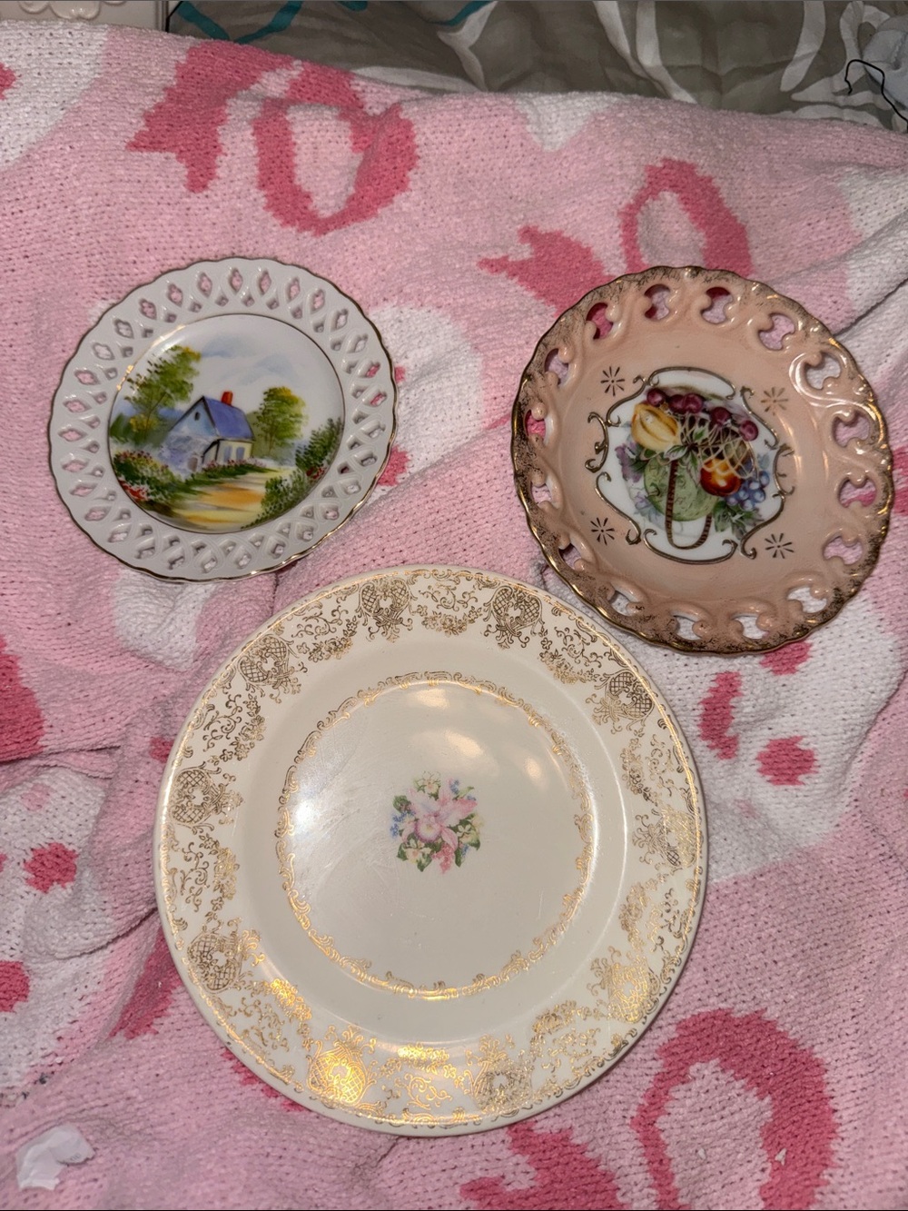 3 Vintage Pi Decorative Porcelain Plates
